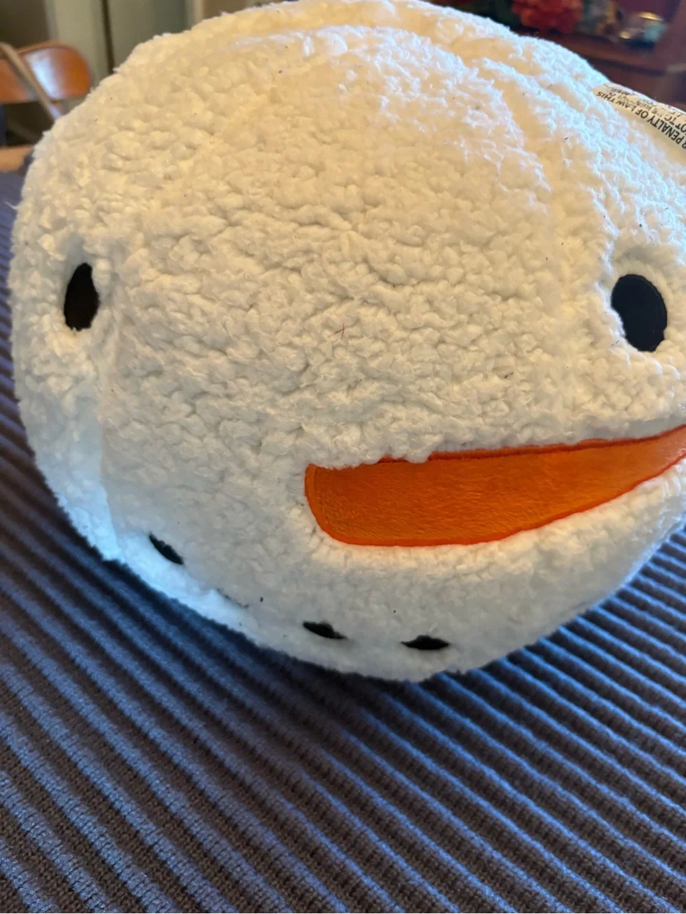 NWT White Sherpa Snowman Face Pillow with Orange Nose